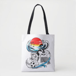 買い物アート・アニメのためのスタイリッシュな日本サッカー猫 トートバッグ