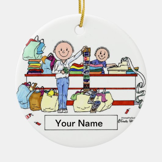 買い物客 – 男性 セラミックオーナメント (正面)