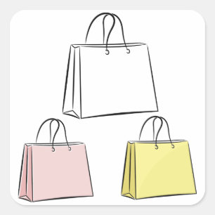 買い物袋のステッカー スクエアシール