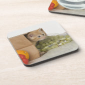 買い物袋の中の子ネコ コースター (左側)