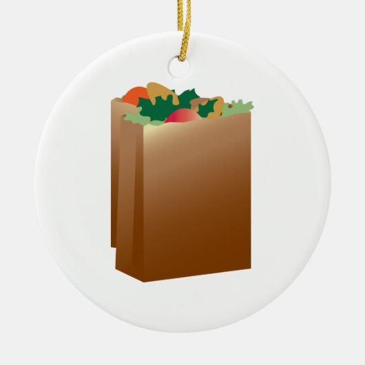 買い物袋の基盤 セラミックオーナメント (正面)