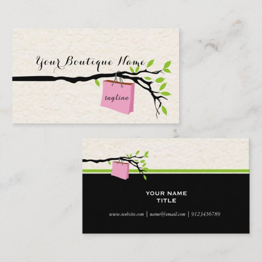 買い物袋、ブティック名刺デザイン 名刺 (正面/裏面)