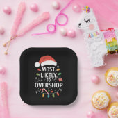 買い過ぎ注意 ショッピング仲間 ファミリーXmas ペーパープレート (パーティー)