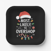 買い過ぎ注意 ショッピング仲間 ファミリーXmas ペーパープレート (正面)