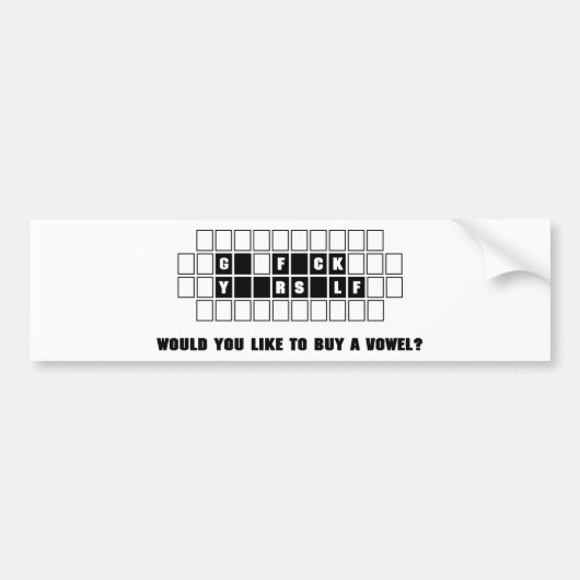 買おもしろい母音 バンパーステッカー (正面)