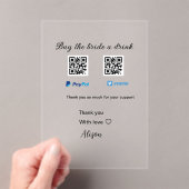 買お酒の寄付QR Venmo PayPal アクリル招待状 (インサイチュ (ポータブル))