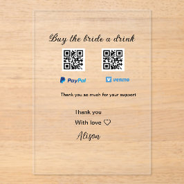 買お酒の寄付QR Venmo PayPal アクリル招待状