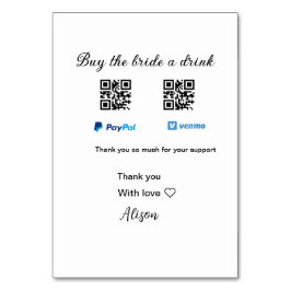 買お酒の寄付QR Venmo PayPal テーブルナンバー