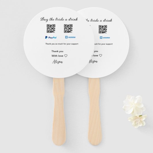 買お酒の寄付QR Venmo PayPal ハンドファン (正面&裏面)