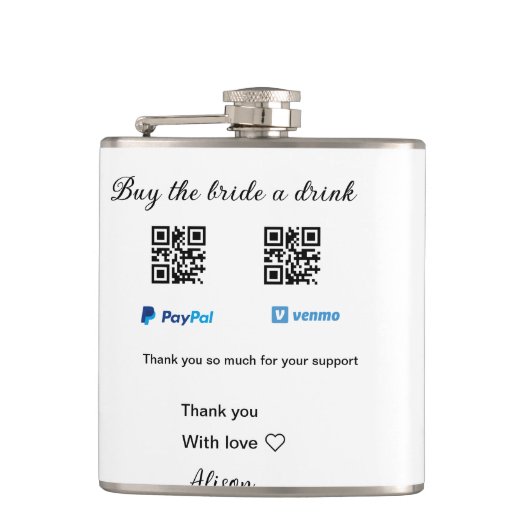 買お酒の寄付QR Venmo PayPal フラスク (正面)