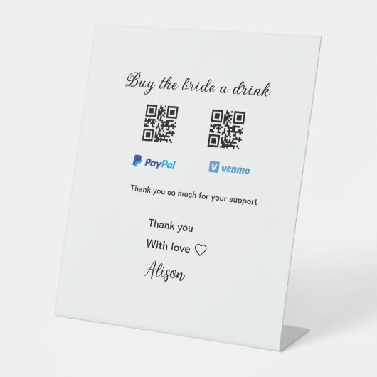 買お酒の寄付QR Venmo PayPal 台座サイン (正面)