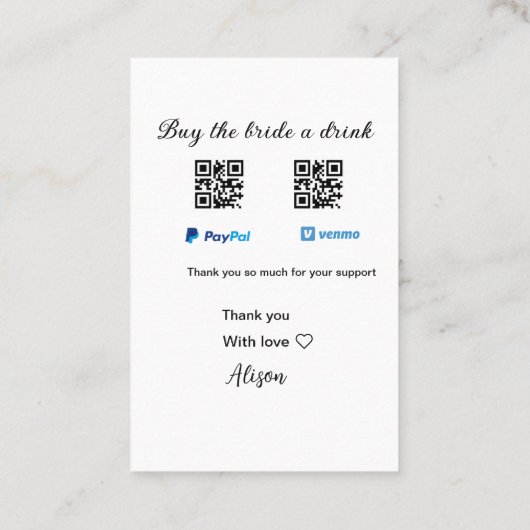 買お酒の寄付QR Venmo PayPal 名刺 (裏面)