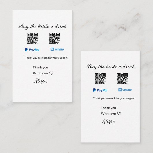買お酒の寄付QR Venmo PayPal 名刺 (正面/裏面)