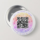 買お酒を飲む花嫁はレトロディスコを支払うためにQRをスキャン 缶バッジ (正面&裏面)