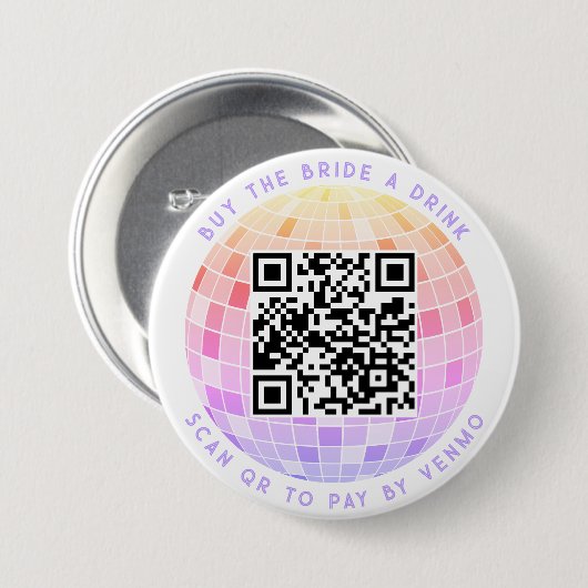 買お酒を飲む花嫁はレトロディスコを支払うためにQRをスキャン 缶バッジ (正面&裏面)