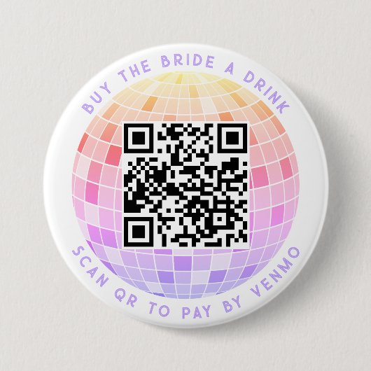 買お酒を飲む花嫁はレトロディスコを支払うためにQRをスキャン 缶バッジ (正面)