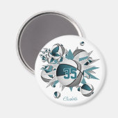 買チームの1また買はチームのティール(緑がかった色)灰色のバスケットのボール星用 マグネット (正面/裏面)