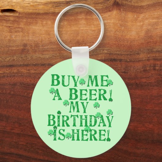 買ビール誕生日はこちら キーホルダー (正面)