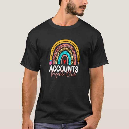 買掛金勘定レクラークレパードレインボー会計 Tシャツ (正面)