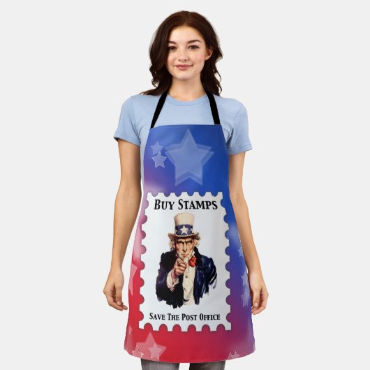 買救社に切手を貼る エプロン (着用した状態)
