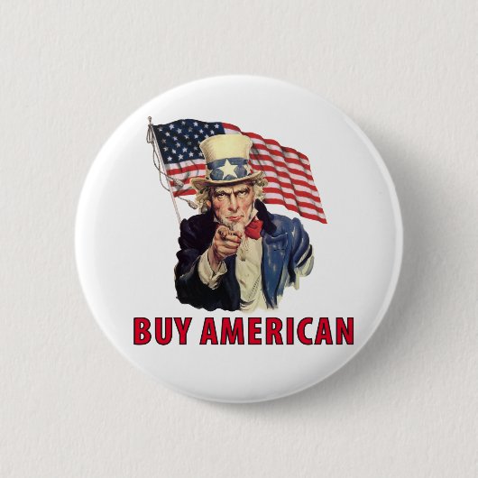 買物のアメリカ人 缶バッジ (正面)