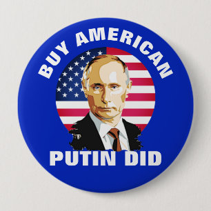 "買物のアメリカ人。 Putinは米国旗と" 缶バッジ