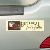買物の地元の人は、農家にバンパーステッカーを食べ物を与えます バンパーステッカー (車上)
