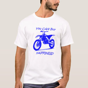 買物の幸福-白の青 Tシャツ
