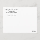 買物の鮮魚のレトロのヴィンテージWW1 ポストカード (裏面)