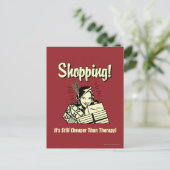 買物をすること: セラピーより安い ポストカード (スタンド正面)