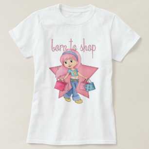 買物をするためにTシャツ-バッグを持つ売子生まれて下さい Tシャツ