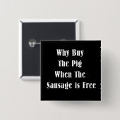 買物ブタなぜソーセージが自由である場合の 缶バッジ (正面&裏面)