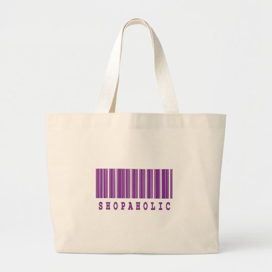 買物主バーコードデザイン ラージトートバッグ (正面)