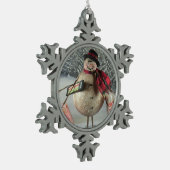 買物客をせわしく動くこと スノーフレークピューターオーナメント (左)