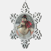 買物客をせわしく動くこと スノーフレークピューターオーナメント (右)