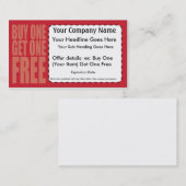 買物1は1枚の自由なクーポンカードを得ます 割引カード (正面/裏面)