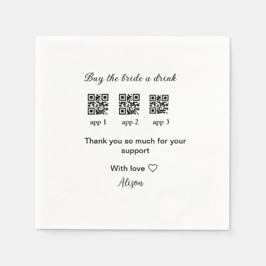 買花嫁はQRコードを感謝してい招待 スタンダードカクテルナプキン (正面)
