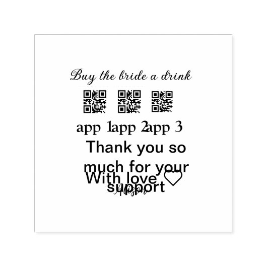 買花嫁はQRコードを感謝してい招待 セルフインキングスタンプ (デザイン)