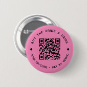 買誕生日ガールAドリンクQRコードホットピンクボタン 缶バッジ (正面&裏面)