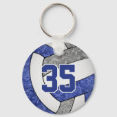 買1またはバルク青グレーバレーボールのチームカラー キーホルダー (正面)