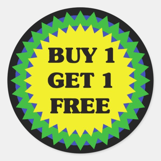 買1無料小売販売ステッカー ラウンドシール (正面)