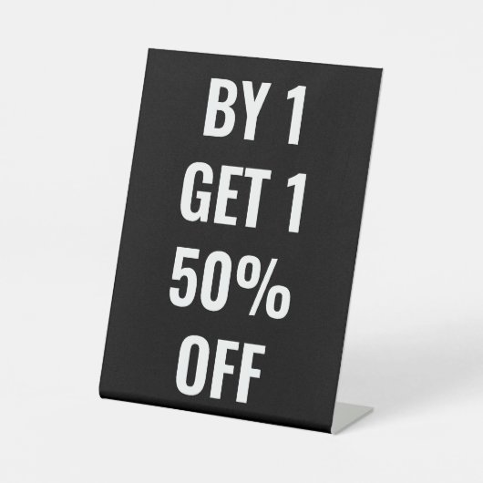 買50%減らす 台座サイン (正面)