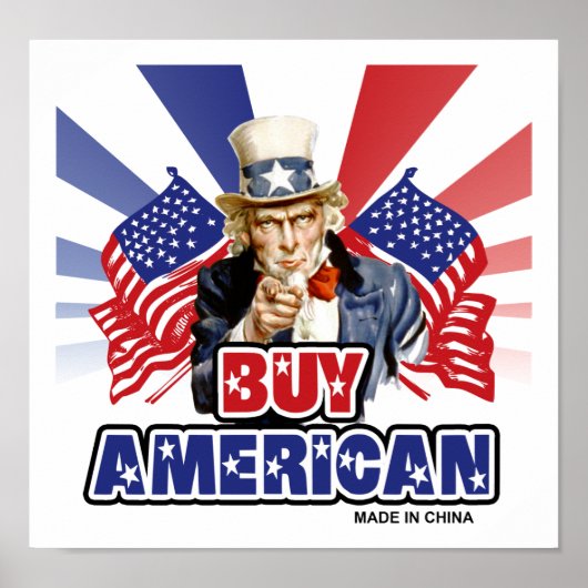 買American (中国製) -おもしろい Joke ポスター (正面)