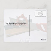 貿易のツール – 鋸付きマイタボックス ポストカード (裏面)