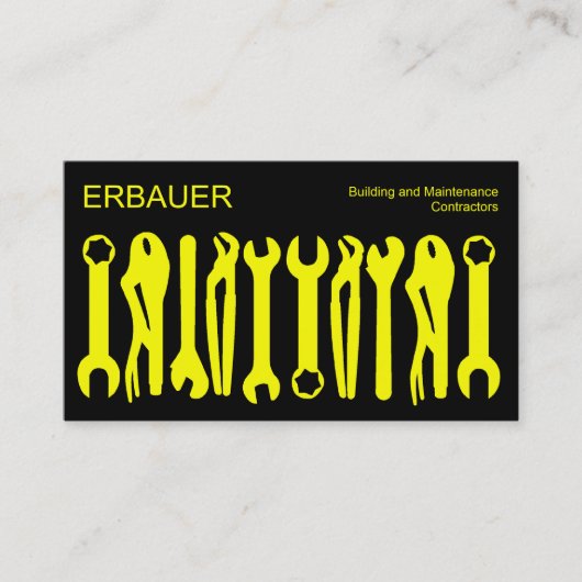 貿易のツール – 黄色の上に黒 名刺 (正面)