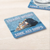 貿易戦争で全艦が沈む スクエアペーパーコースター (アングル)