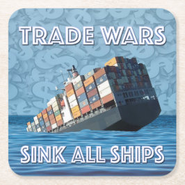 貿易戦争で全艦が沈む スクエアペーパーコースター