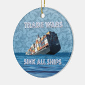 貿易戦争で全艦が沈む セラミックオーナメント (左)