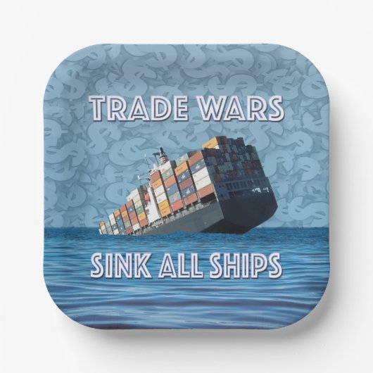 貿易戦争で全艦が沈む ペーパープレート (正面)
