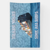 貿易戦争で全艦が沈む 横断幕 (縦)